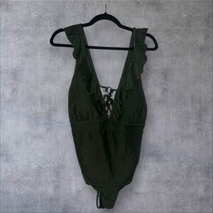 NWT Olive Green Ruffled One-Piece Swimsuit size 2x